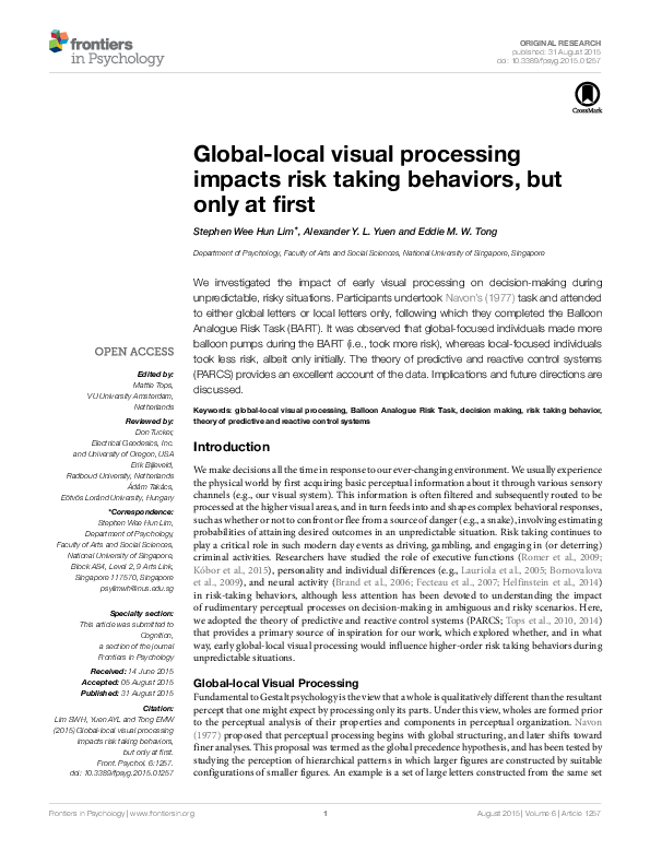 (PDF) Global-local visual processing impacts risk taking behaviors, but ...