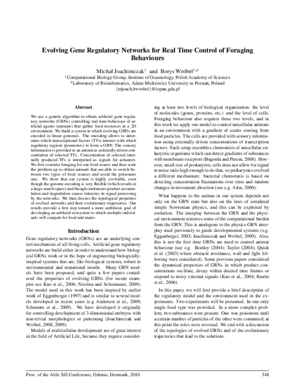 (PDF) Evolving Gene Regulatory Networks for Real Time Control of ...