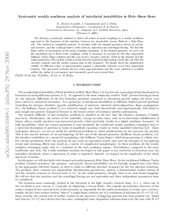 (PDF) Systematic weakly nonlinear analysis of interfacial instabilities ...