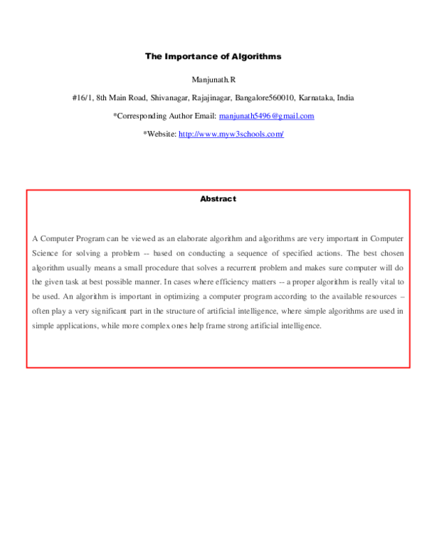 (PDF) The Importance of Algorithms