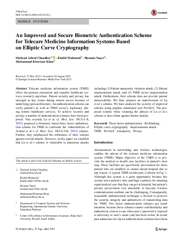 (PDF) An Improved and Secure Biometric Authentication Scheme for ...