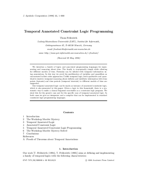 (PDF) Temporal Annotated Constraint Logic Programming