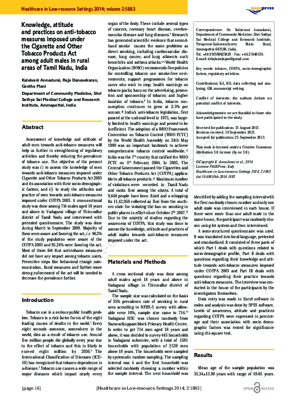 cigarettes and other tobacco products act cotpa | Effective Execution of Provisions Under