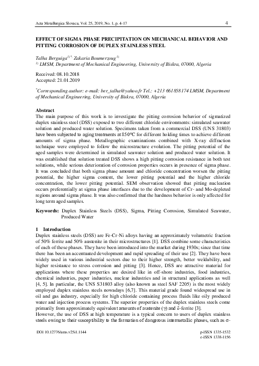 (PDF) Effect of Sigma Phase Precipitation on Mechanical Behavior and ...