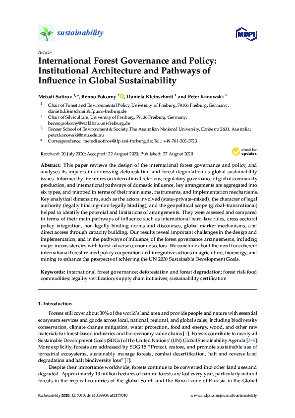 (PDF) International Forest Governance and Policy: Institutional ...