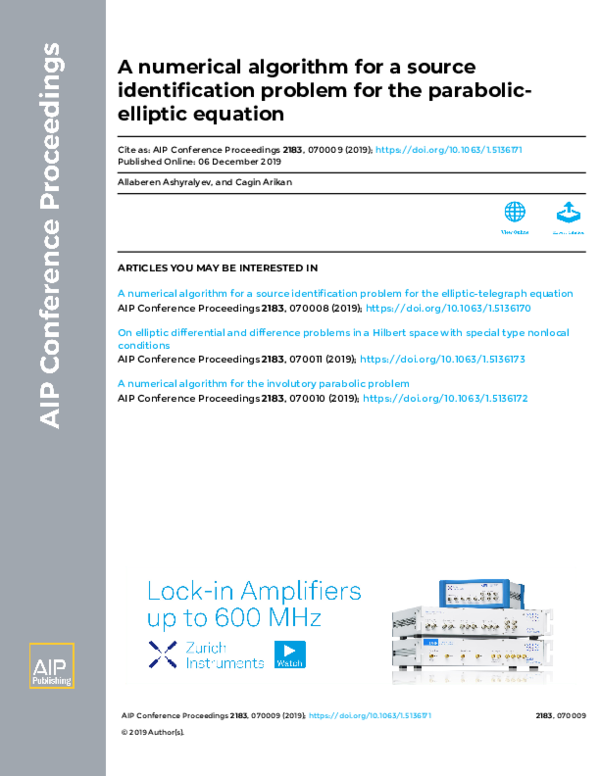 (PDF) A numerical algorithm for a source identification problem for the ...