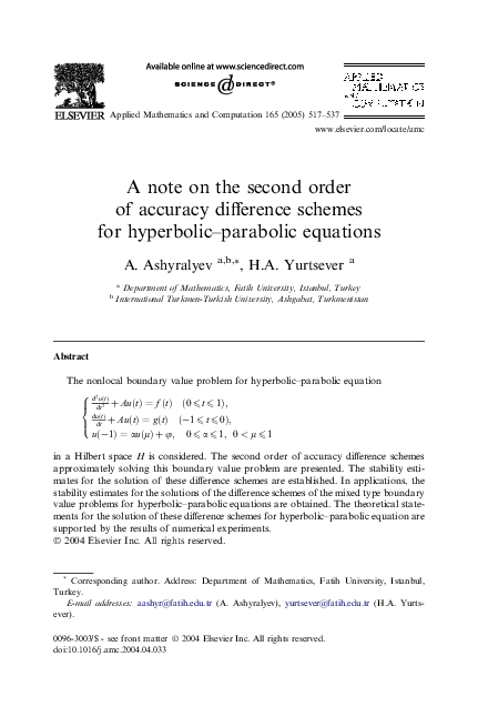 (PDF) A note on the second order of accuracy difference schemes for ...