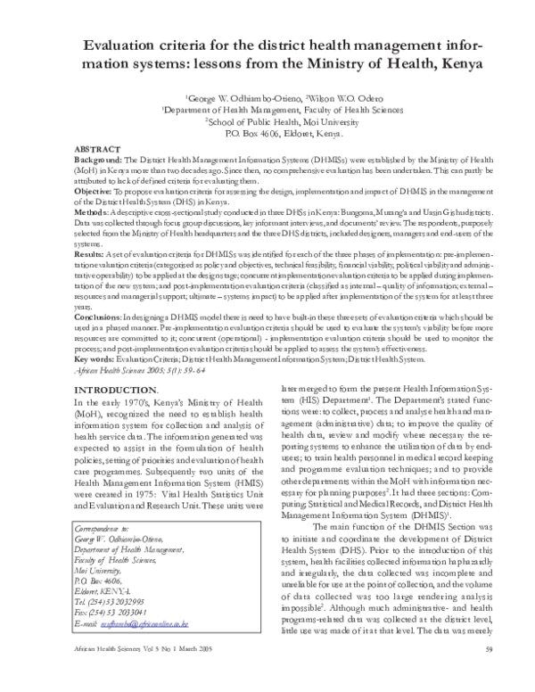 Health Information System In Kenya Pdf