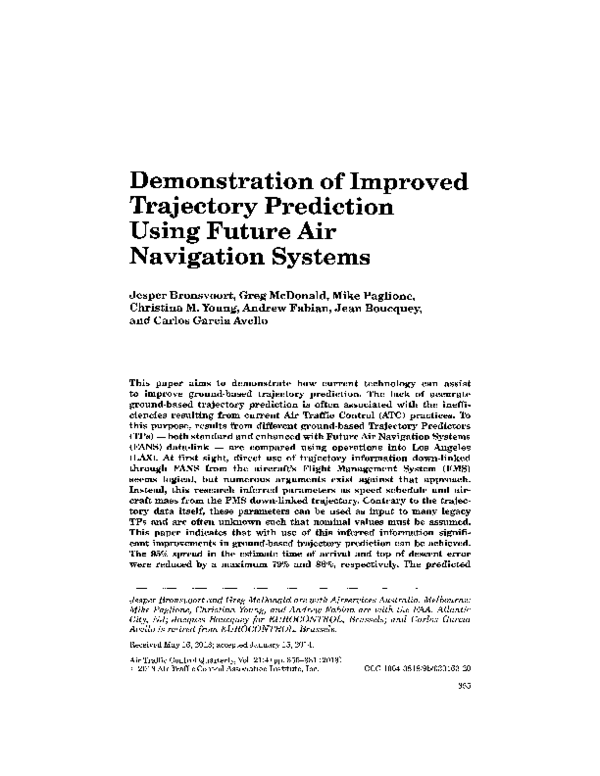 (PDF) Demonstration of Improved Trajectory Prediction Using Future Air ...