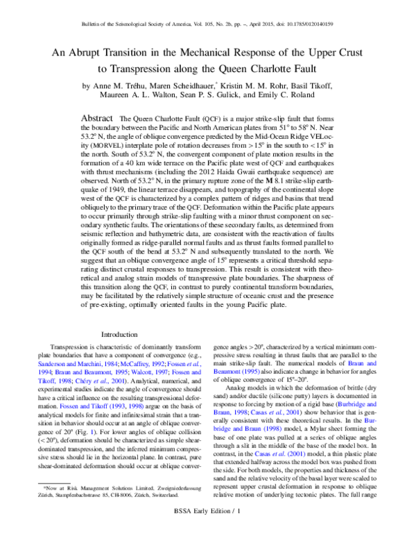 (PDF) An Abrupt Transition in the Mechanical Response of the Upper ...