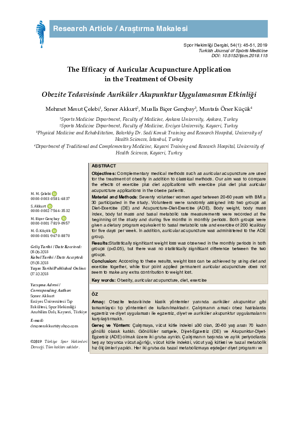 (PDF) The Efficacy of Auricular Acupuncture Application in the ...