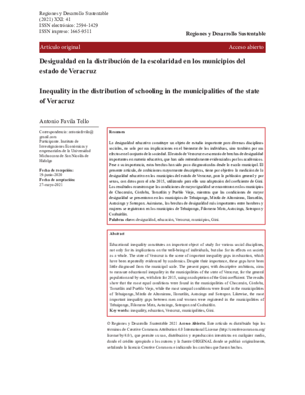  PDF Desigualdad En La Distribuci n De La Escolaridad En Los 