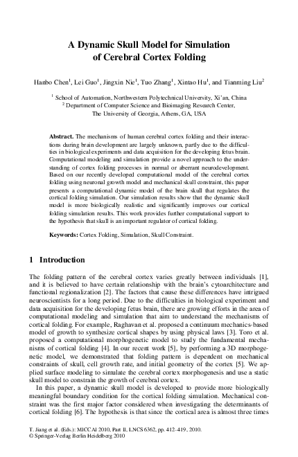 (PDF) A dynamic skull model for simulation of cerebral cortex folding
