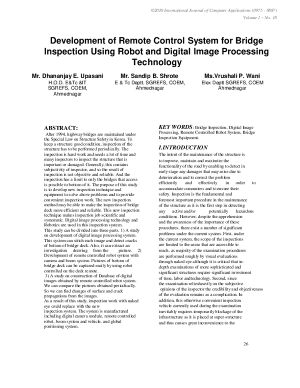 (PDF) Development of Remote Control System for Bridge Inspection using ...
