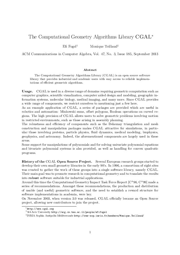 (PDF) The computational geometry algorithms library CGAL