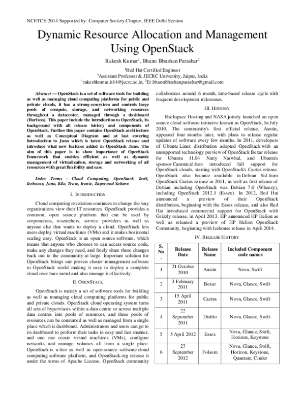 (PDF) Dynamic Resource Allocation and Management Using OpenStack