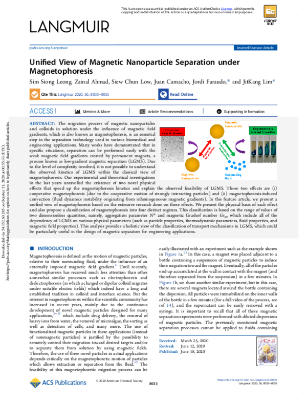 (PDF) Unified View of Magnetic Nanoparticle Separation under ...