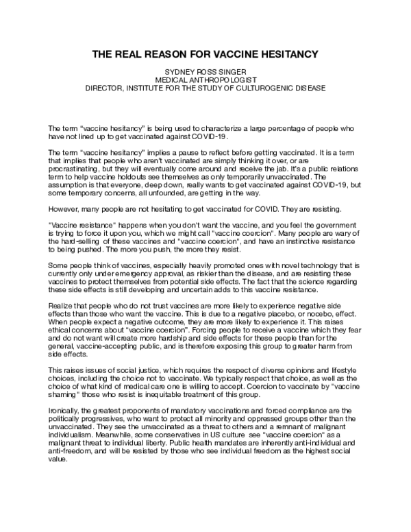 (PDF) THE REAL REASON FOR VACCINE HESITANCY
