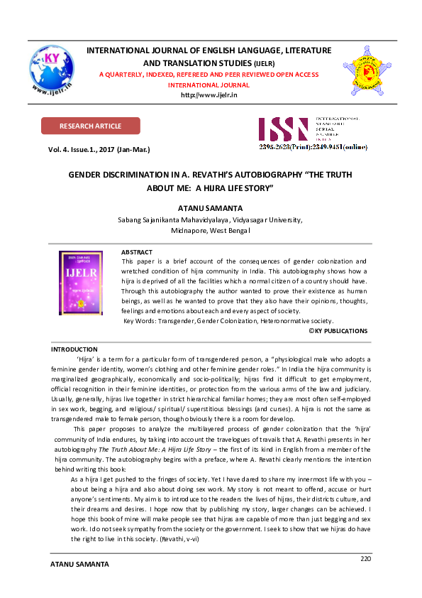 (PDF) INTERNATIONAL JOURNAL OF ENGLISH LANGUAGE, LITERATURE AND ...