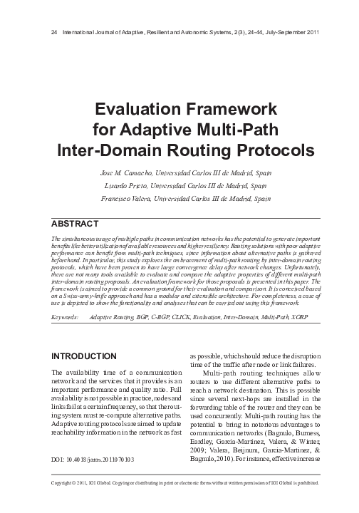 (PDF) Evaluation Framework for Adaptive Multi-Path Inter-Domain Routing ...