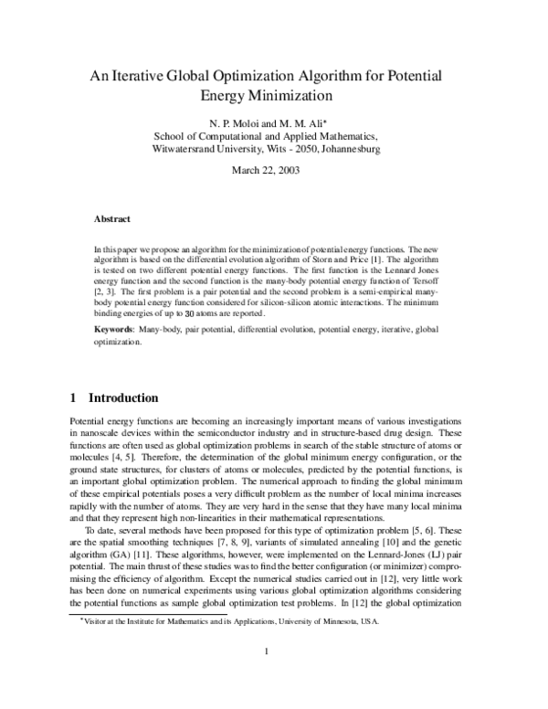 (PDF) An Iterative Global Optimization Algorithm for Potential Energy ...
