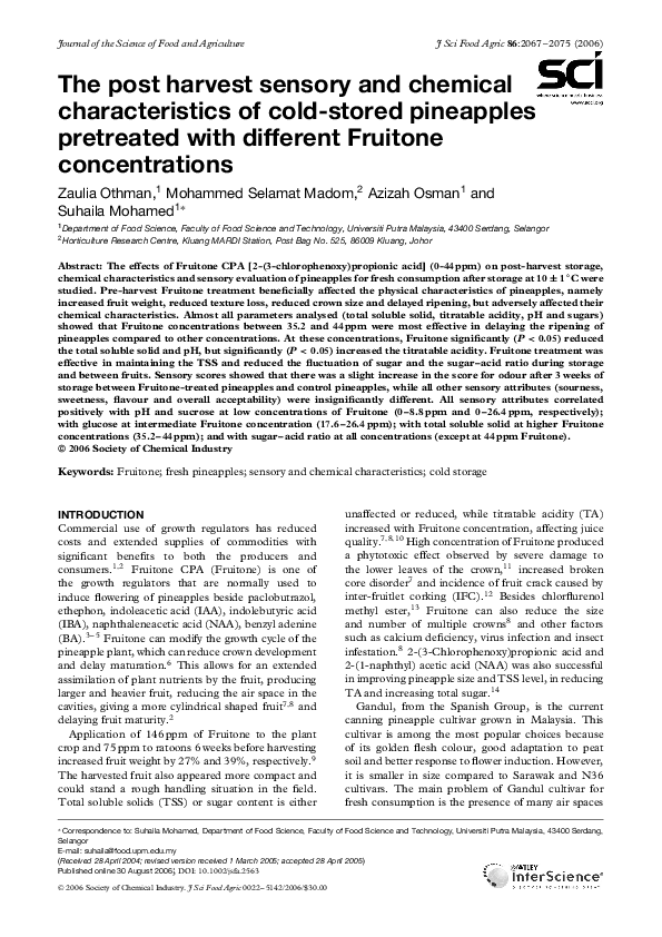 (PDF) The post harvest sensory and chemical characteristics of cold ...