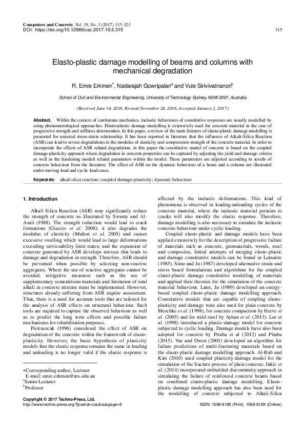 (PDF) Elasto-plastic damage modelling of beams and columns with ...