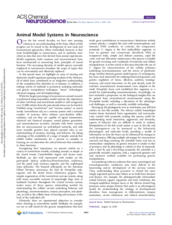 (PDF) Animal Model Systems in Neuroscience Elena V Romanova Academia.edu