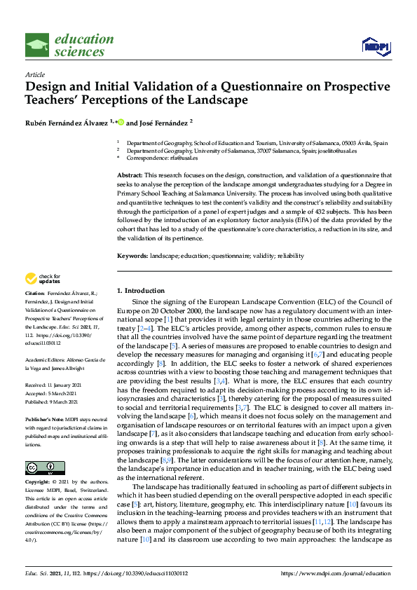(PDF) Design and Initial Validation of a Questionnaire on Prospective ...