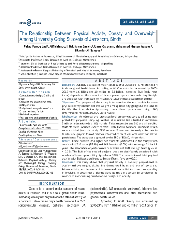 (PDF) The Relationship Between Physical Activity, Obesity and ...