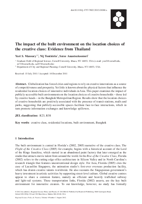 (PDF) The impact of the built environment on the location choices of ...