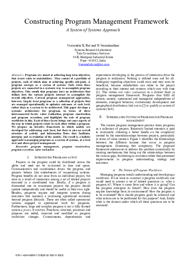 (PDF) Constructing program management framework