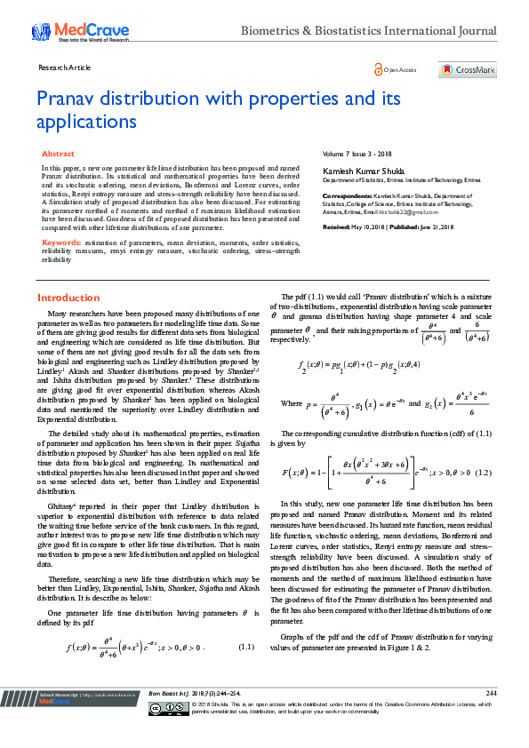 (PDF) Pranav distribution with properties and its applications