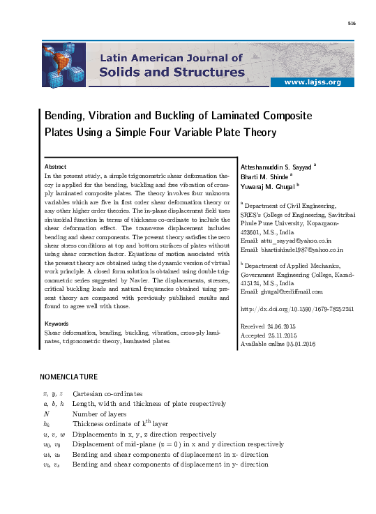(PDF) Bending, Vibration and Buckling of Laminated Composite Plates ...