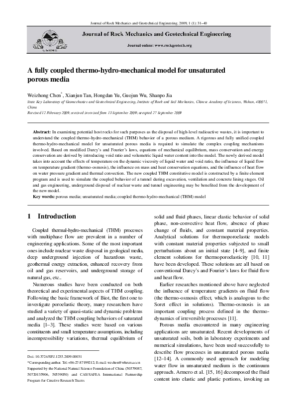 (PDF) A fully coupled thermo-hydro-mechanical model for unsaturated ...
