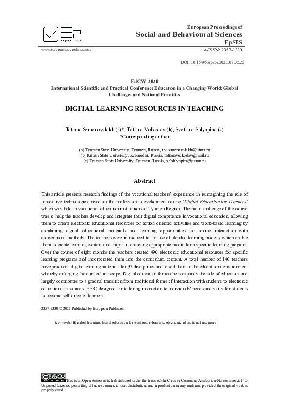 (PDF) Digital Learning Resources In Teaching