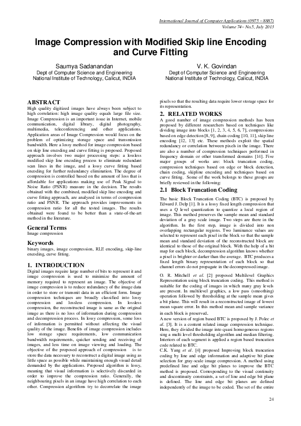 (PDF) Image Compression with Modified Skipline Encoding and Curve Fitting