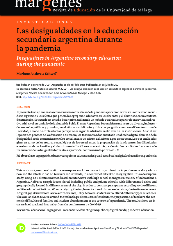 (PDF) Las desigualdades en la educación secundaria argentina durante la ...