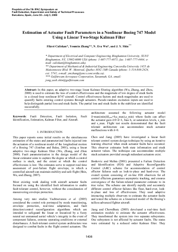 (PDF) Estimation of Actuator Fault Parameters in a Nonlinear Boeing 747 ...