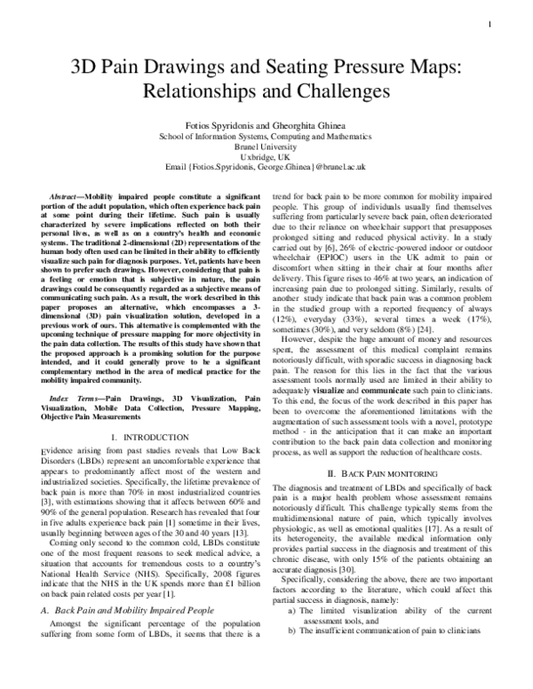 (PDF) 3-D Pain Drawings and Seating Pressure Maps: Relationships and ...