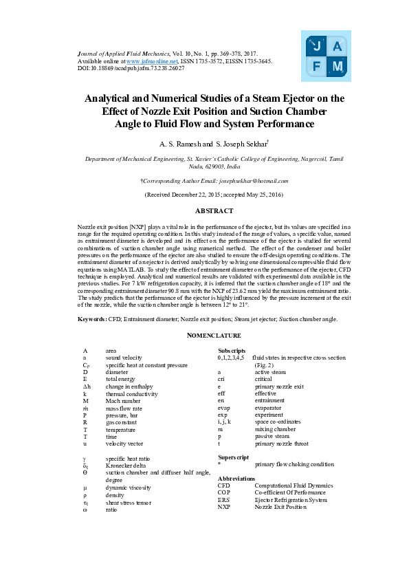 (PDF) Analytical and Numerical Studies of a Steam Ejector on the Effect ...