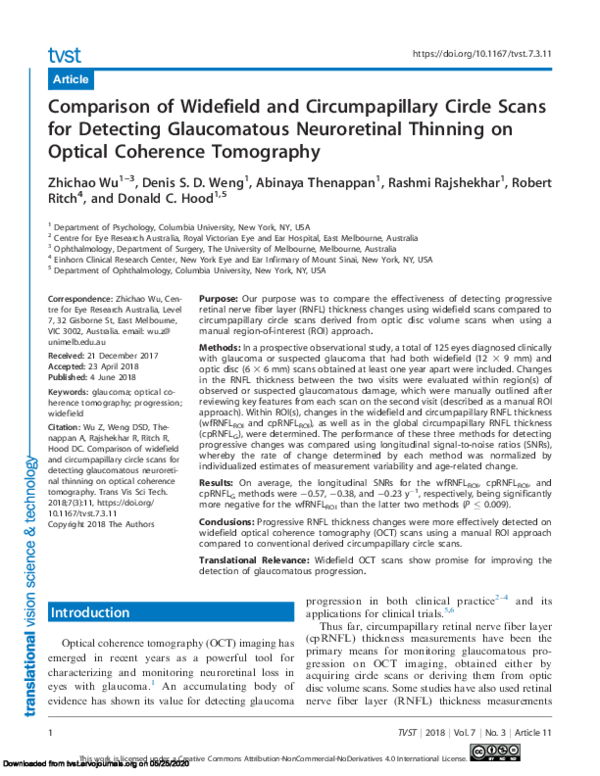 (PDF) Comparison of Widefield and Circumpapillary Circle Scans for ...