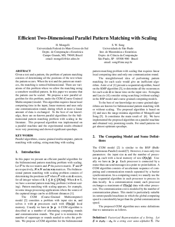 (PDF) Efficient two-dimensional parallel pattern matching with scaling
