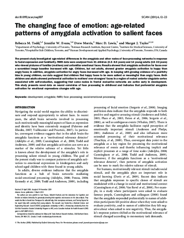 (PDF) The changing face of emotion: age-related patterns of amygdala ...
