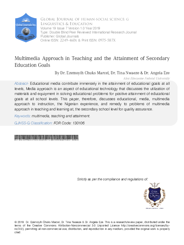 (PDF) Multimedia Approach in Teaching and the Attainment of Secondary ...