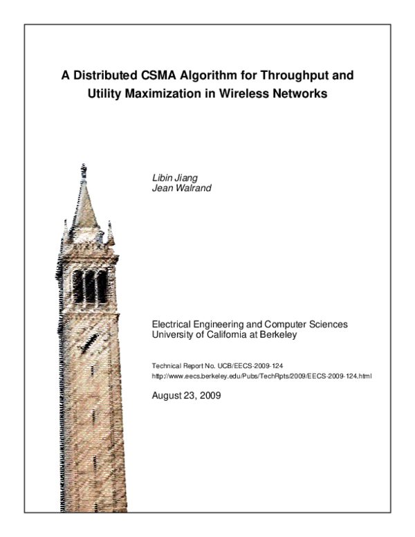 (PDF) A distributed CSMA algorithm for throughput and utility ...