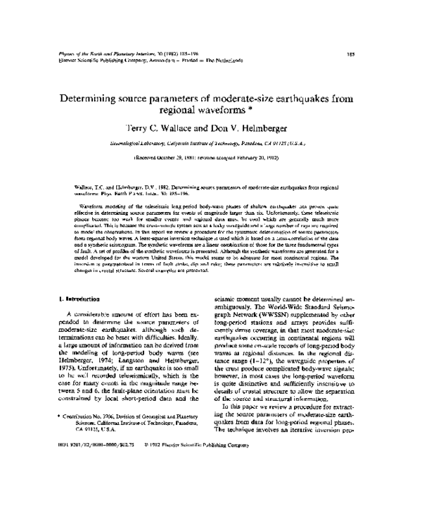 (PDF) Determining source parameters of moderate-size earthquakes from ...