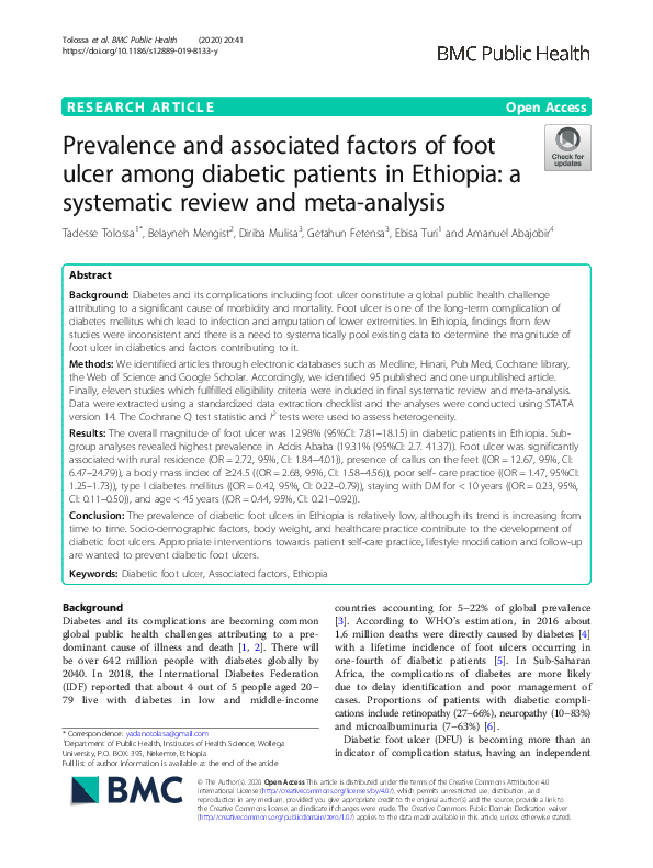 (PDF) Prevalence and associated factors of foot ulcer among diabetic ...