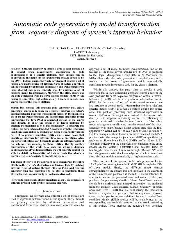 (PDF) Automated Code Generation from Sequence Diagrams