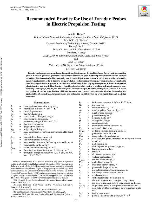 (PDF) Recommended Practice for Use of Faraday Probes in Electric ...